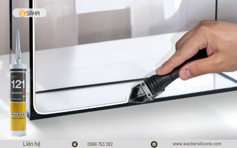 keo silicone dán bể cá chuyên dụng, được dùng để liên kết các tấm kính lại với nhau