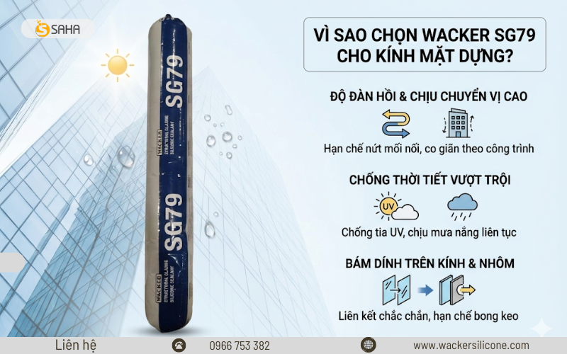 Keo silicone mặt dựng SG79 được nhiều đơn vị thi công lựa chọn nhờ khả năng bám dính mạnh