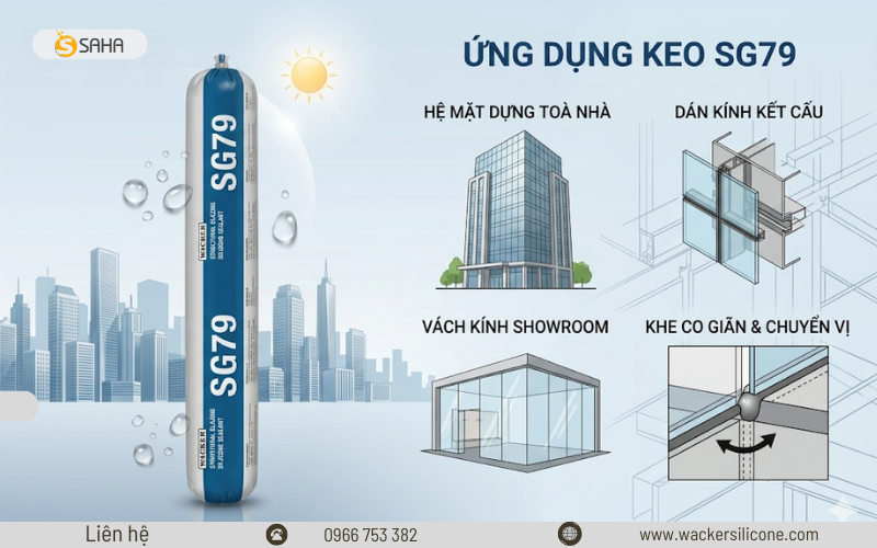 Ứng dụng keo Wacker SG79 trong các hạng mục kính hiện đại