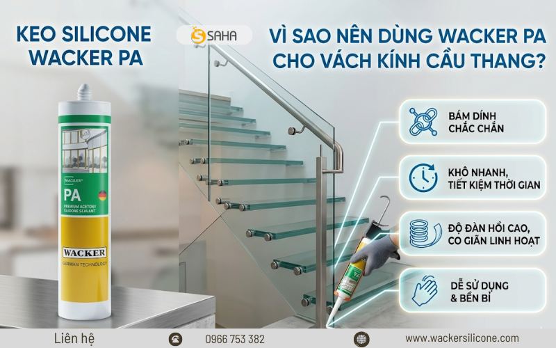 Wacker PA thi công vách kính cầu thang