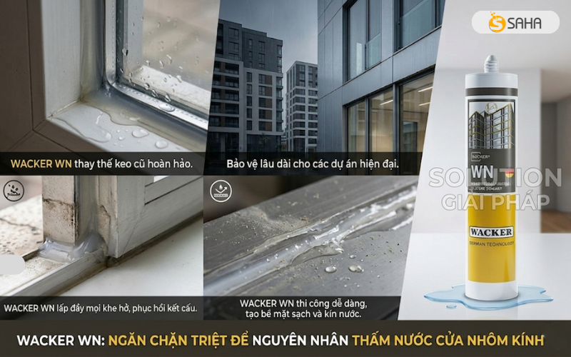 Wacker-WN - Keo silicone chống thấm cửa nhôm kính ngoài trời